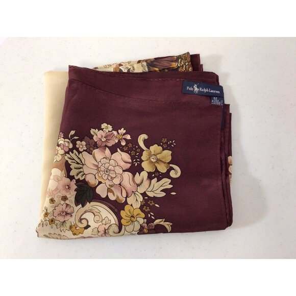 Polo Ralph Lauren Silk Scarf Fall Pheasant Florals - Picture 4 of 8
